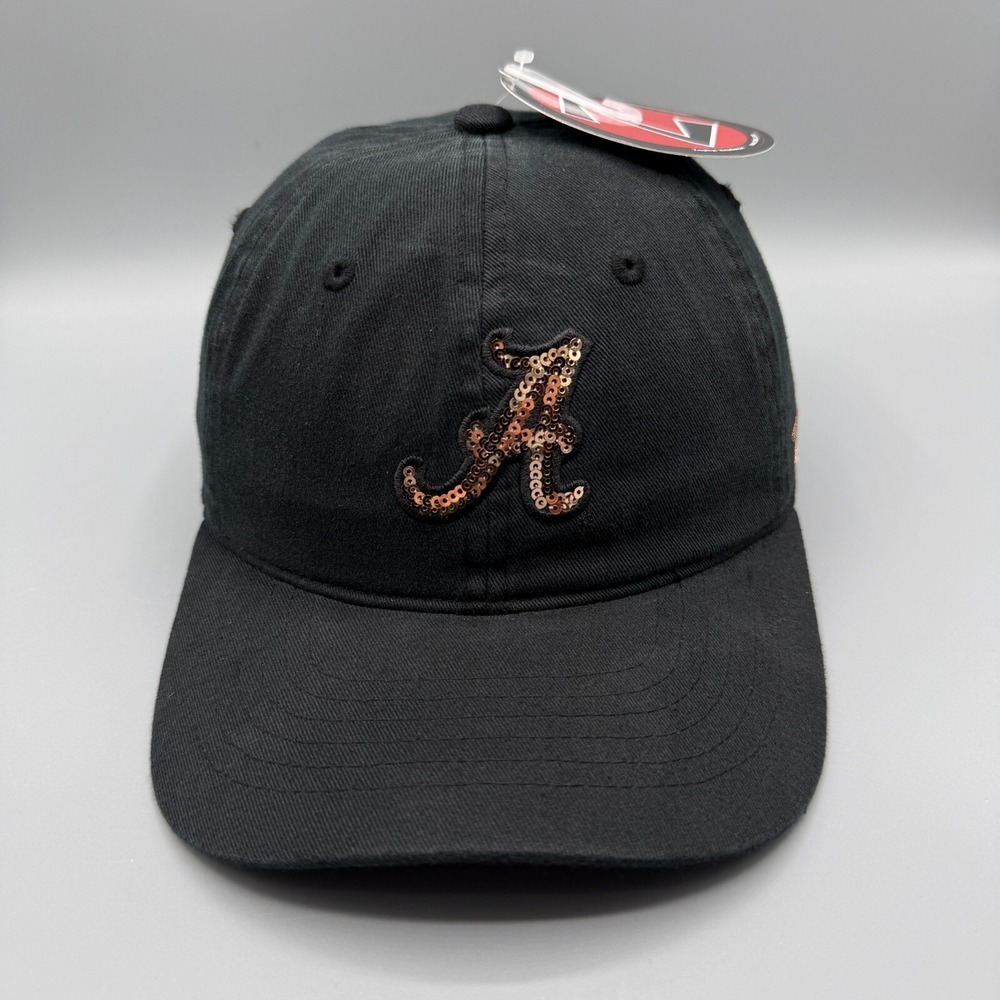 Alabama Crimson Tide Hat Cap Black Zephyr Sequin Womens Adjustable Strap College